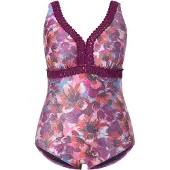 Ulla Popken Badpak lichtblauw / lila / bessen / pink