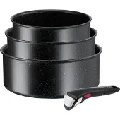Tefal Ingenio L39996, pannenset, zwart, aluminium, met antiaanbaklaag, zwart, met temperatuurindicator