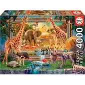 Educa - puzzel jungle - 4000 stukjes - kleurrijk dierenrijk.