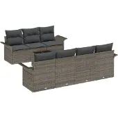 vidaXL Tuinbank Set 8 st 7-Aantal zitplaatsen Grijs poly rattan