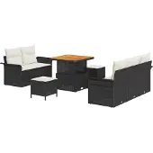 vidaXL Tuinbank Set 8 st 7-Aantal zitplaatsen Zwart en Crème