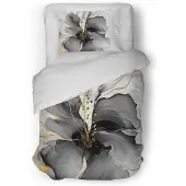 Eleganzzz Dekbedovertrek Micropercal Grande Fleur - grey 140x200/220cm