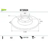 Valeo 672924 Remschijf