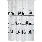 MSV Douchegordijn Kittens Zwart 180cm
