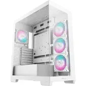 DeepCool Boîtier PC gaming CG580 4F moyen tour blanc ARGB avec panneau latéral acier