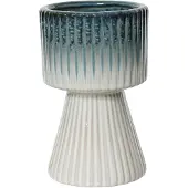 Décoris Bloempot keramiek Ø12x19.5cm blauw/wit blauw Keramiek Bloempot