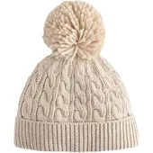 Next - Pasgeboren unisex - Kabelgebreide beanie met pompon - Crème