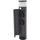 LUCANDE Corban sokkellamp, grijs, sensor, stopcontacten, IP44 Corban, dimbaar, zwart, Aluminium, Modern