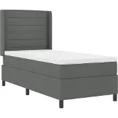 vidaXL LED Box Spring Bed met matras Donkergrijs 90 x 200 cm Stof