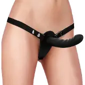 Ouch! Dubbele siliconen geribbelde strap-on