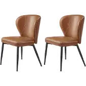 Vasagle EKHO Collectie - Eetkamerstoelen set van 2 inktzwart, Karamel bruin