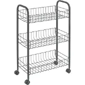 Metaltex 344403000 Lugano Lava, multifunctionele kar met 3 etages, 41 x 23 x 63 cm, TouchTherm, mat zwart