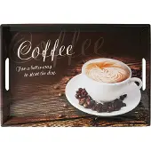 Kesper Diep Dienblad Rechthoekig - Koffie Print - Design koffie / Thee dienblad - Dienblad met handvatten - Melamine - 50 x 35 x 4.5 Cm