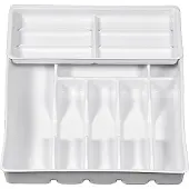 Keeeper Besteklade met inzet 38x42,5x7,5cm wit, Bestekbakken, Grijs