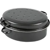 Karl Krueger KARL KRÜGER Gänsebräter oval 4,5 l Ø34cm emailliert schwarz matt 120809