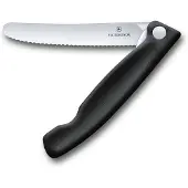 Victorinox Swiss Classic Picnic Knife 6.7833.F Wavy, Black, vouwbaar gekarteld groentemes