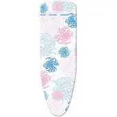 Leifheit strijkplankhoes Cotton Classic M - 125 x 40 cm strijkvlak - 3 mm dikke molton - roze - wit - blauw