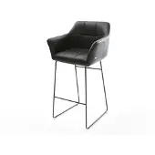 DELIFE Barstoel Yulo-Flex echt leer zwart slipframe metaal