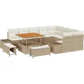 vidaXL Tuinbank Set 12 st Beige poly rattan