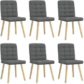 vidaXL Eetkamerstoelen 6 st stof donkergrijs