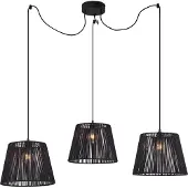 QAZQA Buiten hanglamp zwart met zwarte kap van touw 3-lichts IP44 - Cava Jayla