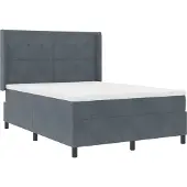 vidaXL Boxspring bed met hoofdeinde Donkergrijs 140 x 190 cm Fluweel