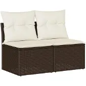 vidaXL 2-delige Loungeset met kussens poly rattan acacia bruin