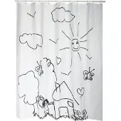 MSV Douchegordijn Kids Garden Zwart 180cm
