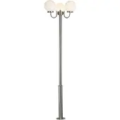 LINDBY Samuel buitenlamp, 218 cm, 3-lamps, globe, E27, IP44 Samuel, dimbaar, alu / grijs / zink, Roestvrij staal, Modern