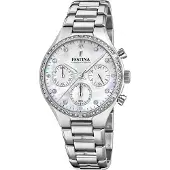 Festina Chronograaf Boyfriend Collection Horloge, quartzhorloge, dameshorloge, stopwatchfunctie, stalen armband