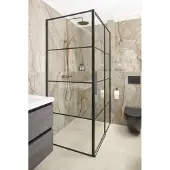 Saqu Miralo industriële inloopdouche incl. antikalk 90x200cm mat zwart