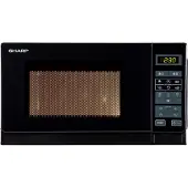 Sharp R642BKW magnetron met grillfunctie, 20 liter, 800 W, grill 1000 W, 11 vermogensniveaus, 8 automatische programma's, ontdooifunctie, digitaal display, zwart