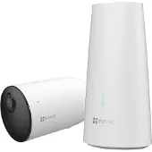 Ezviz HB3-1 videosurveillance systeem met een 2K Wi-Fi bewakingscamera die op batterijen werkt, inclusief een sirene en een stroboscooplicht