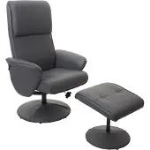 Mendler Relaxfauteuil Helsinki, tv-fauteuil, relaxstoel met voetenbankje Kunstleer, matgrijs