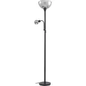 LINDBY Uplighter vloerlamp Nehemia, zwart, Woon-/ Eetkamer, metaal, Modern, vloerlamp