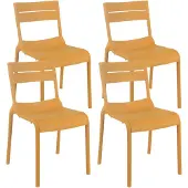 Oviala - Set van 4 mosterdgele kunststof terrasstoelen - Paname