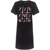 Temptation Dames Bigshirt - Puzzel Print - Zwart - Maat L