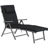 Songmics Ligstoel met matras van 6 cm dik, Zwart