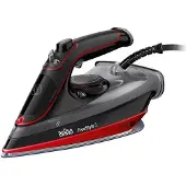 Braun TexStyle 5 SI 5057 RD, stoomstrijkijzer, keramische strijkzool, 2 meter, 220 gram/minuut, zwart, rood, 50 gram/minuut