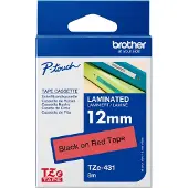 Brother Tape TZe-431 Zwart op rood (12 mm)