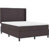 vidaXL LED Box Spring Bed met matras Donkerbruin 140 x 190 cm Stof