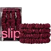 Slip Pure Silk Skinny Scrunchies Maroon Haarelastiek 4 st