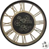 Atmosphera Paul Wandklok - Metaal en Hout, 57 cm, Zwart