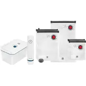 Zwilling Fresh & Save Vacumeermachine – 7-delige Startset Vacuüm Sealer – La Mer - Vacuümzakken (5x) – Plastic Vacuüm Bewaardoos (1x) – Vacuümpomp (1x)