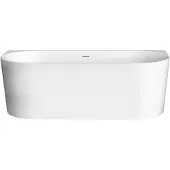 Xenz Zara 180x80x60 half-vrijst. bad glans wit incl. sleuf overloop. Afvoer glans wit