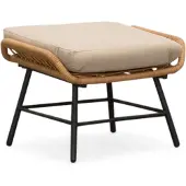 BUITEN living Dex voetenbank | wicker + aluminium | bamboe taupe 1 persoon