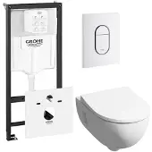 Geberit 300 basic toiletset inclusief Grohe inbouwreservoir en Grohe Arena bedieningsplaat wit 0729205/0729242/sw398922/