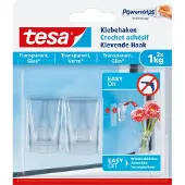 TESA Powerstrips Zelfklevende haken Niet-permanent 14 cm Transparant 2 Stuks