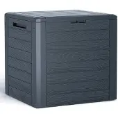 Prosperplast - Woodebox Tuinbox Kussenbox Afsluitbaar Kunststof 140 Liter Antraciet