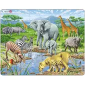 Selecta Play Afrikaanse savanne – Puzzel – Dieren – Afrika – Educatieve legpuzzel voor kinderen – 65 stukjes – Gemaakt in Noorwegen – Extra dikke 2,5 mm stukjes – Tray met vaste rand